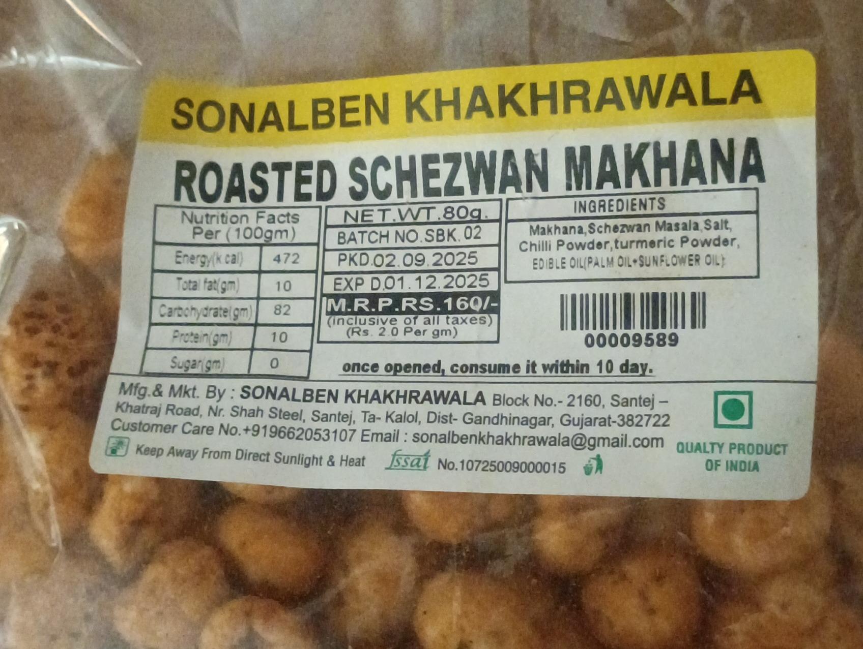 Sonalben Khakhrawala Roasted Schezwan Makhana