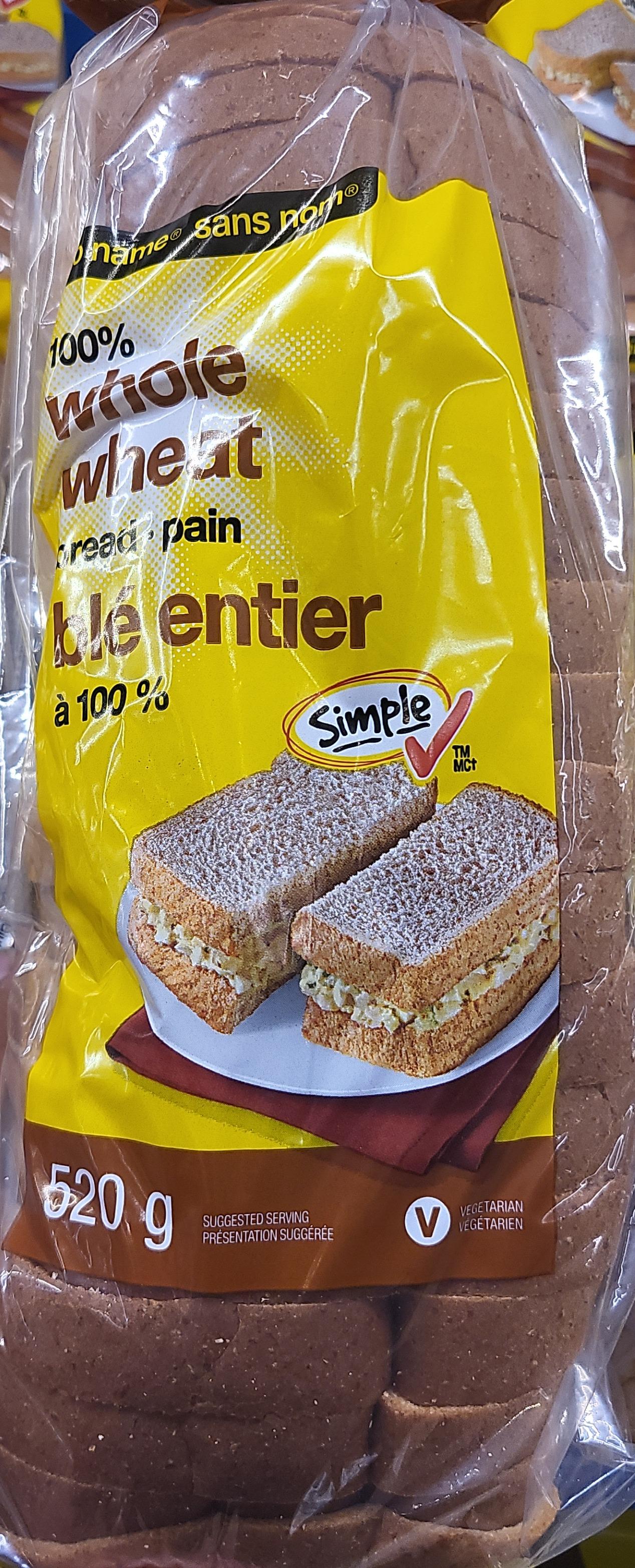 No Name 100% Whole Wheat Bread