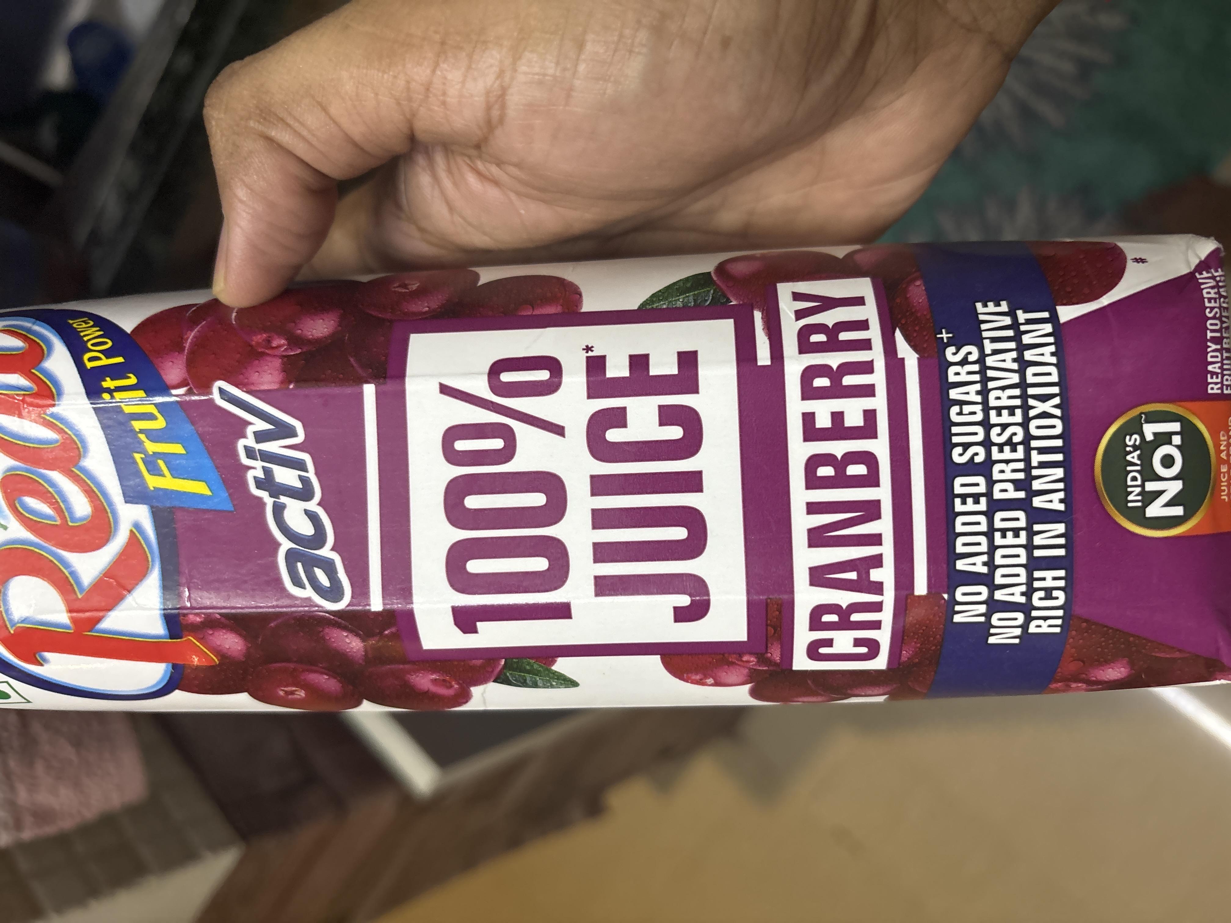 Real Fruit Power Activ 100% Juice Cranberry