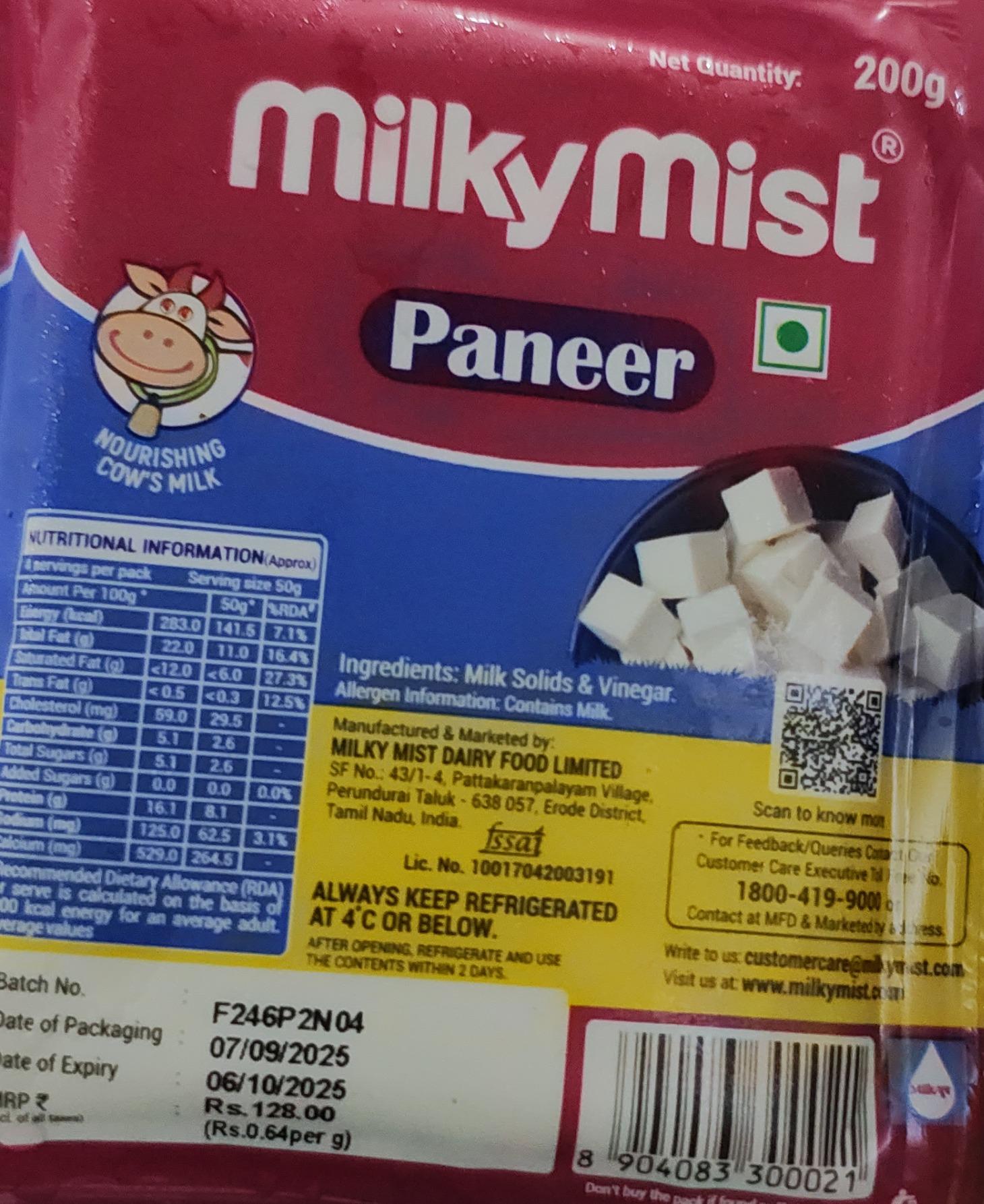 Milky Mist Paneer