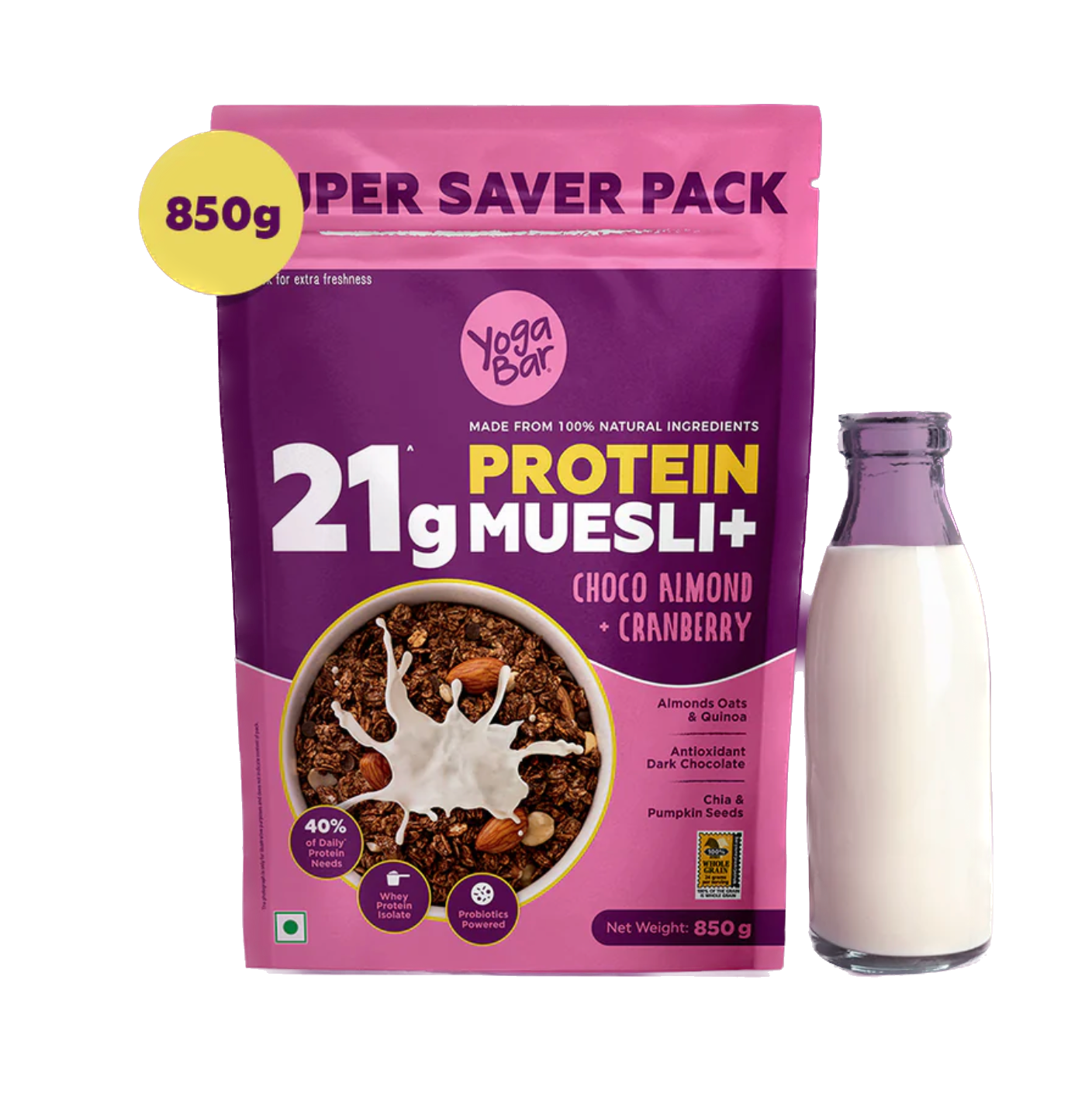 Yoga Bar 21g Protein Muesli+ Protein Choco Almond + Cranberry