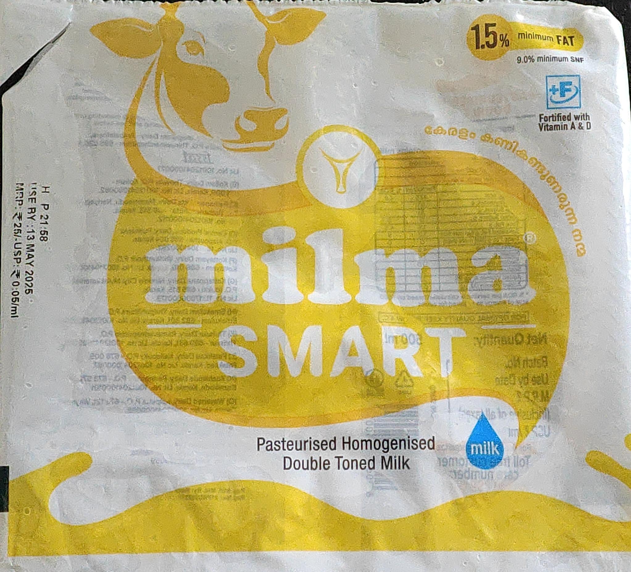 Milma Smart Pasteurised Homogenised Double Toned Milk