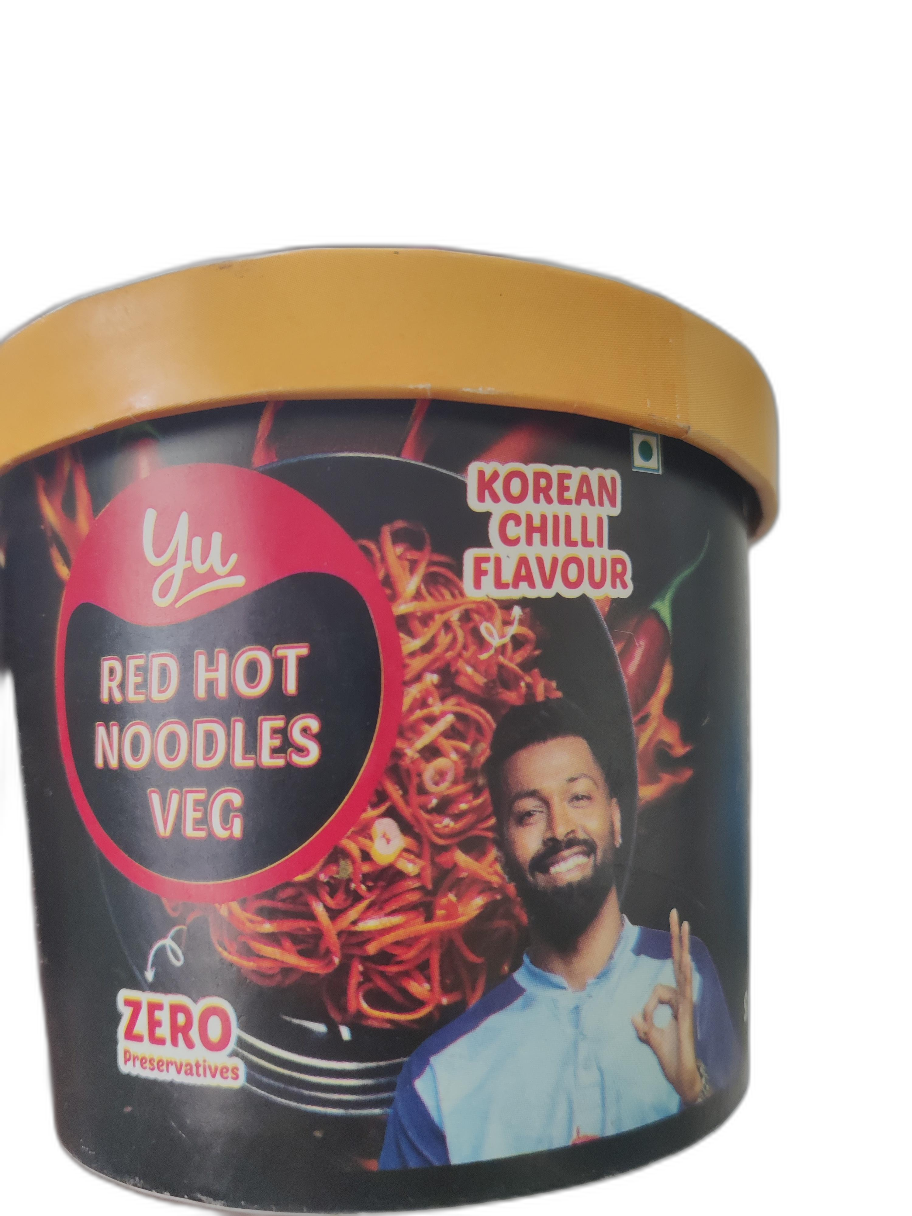 Yu Red Hot Noodles Veg Korean Chilli Flavour