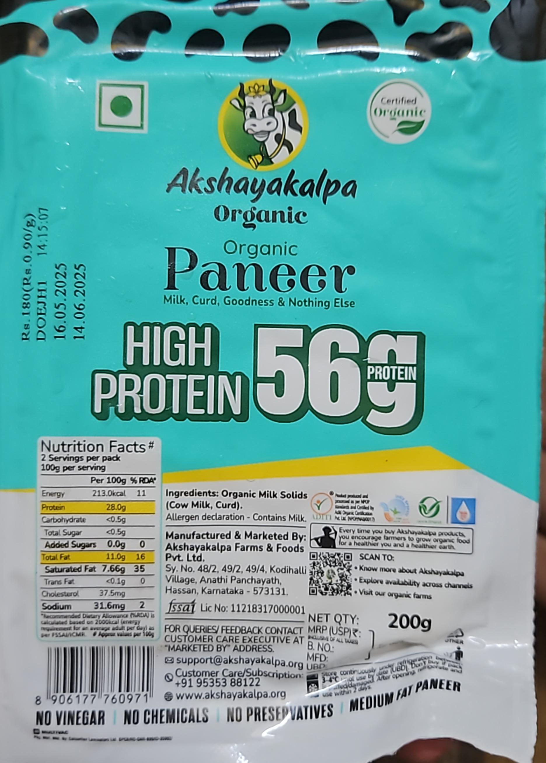 Akshayakalpa Organic Paneer