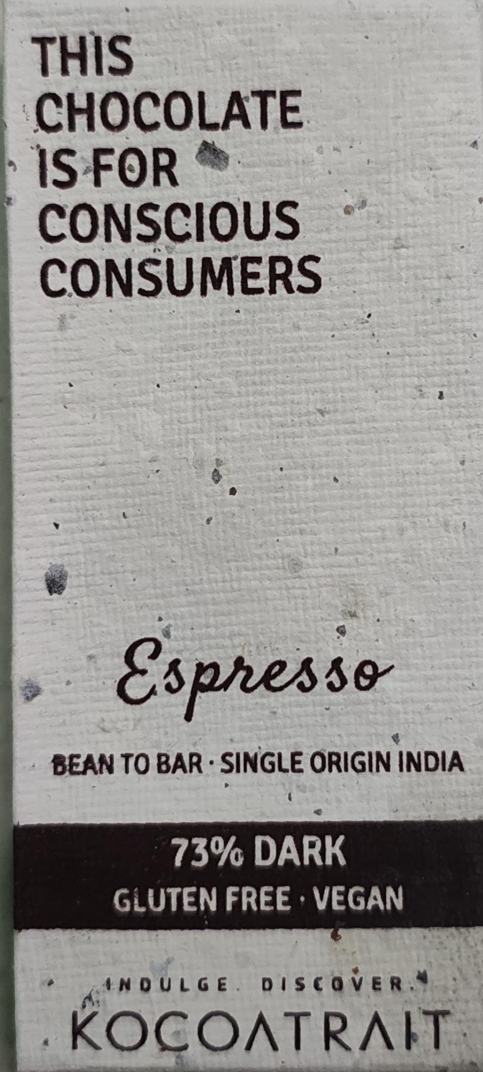 Espresso Kocoatrait Dark Chocolate Bar