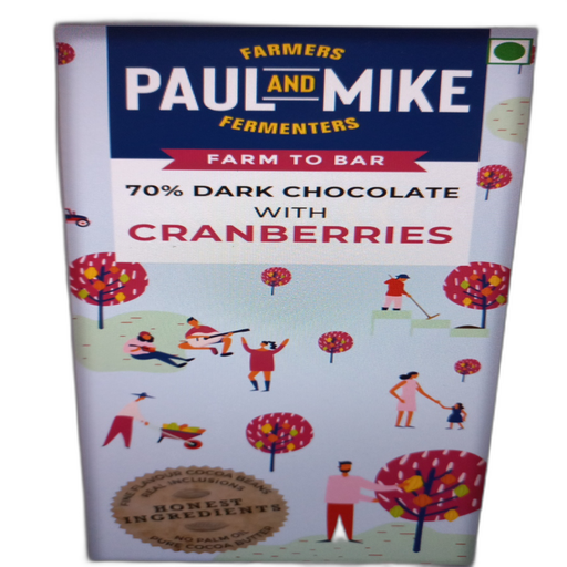 Paul And Mike 70% Dark Chocolate With Cranberries